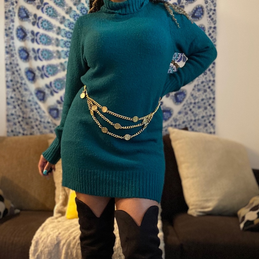 NWT teal long sleeve sweater dress